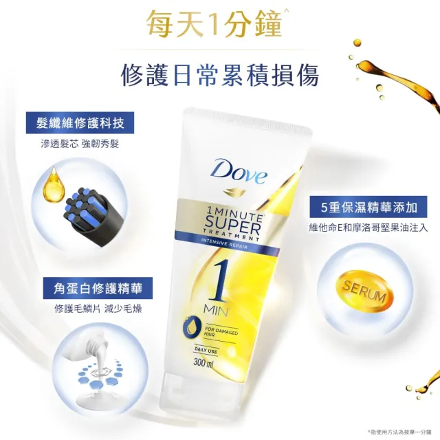 【Dove 多芬】一分鐘護髮精華300mlx3入(深層修護/輕潤保濕)