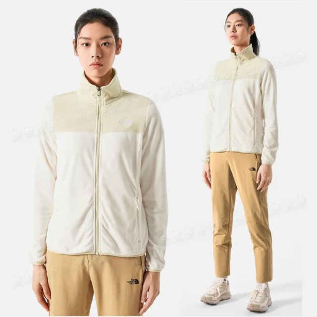 【The North Face】女 可套式刷毛保暖外套《梔子白碎石》81SR/保暖立領抓絨外套/休閒外套