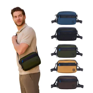 【BESIDE-U】機能潮流側背包 輕量多格層 防盜斜背包 黑色 藍色(RFID防盜錄 高強度防潑水)