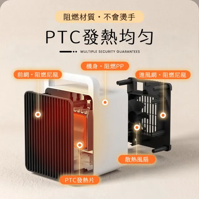 【u-ta】冬季必備攜帶型x桌上型PTC陶瓷電暖器YT9(200CM電源線 小型 迷你電暖器 快速加熱 速暖)