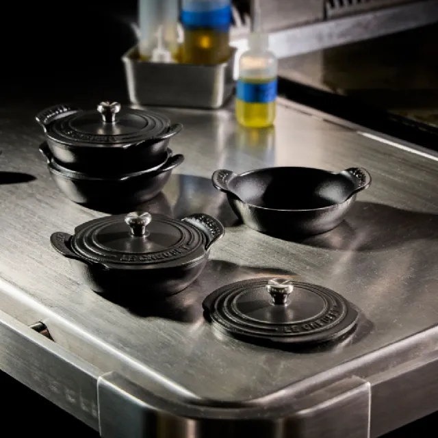【Le Creuset】 法製Gourmand 專業迷你鑄鐵鍋具3入組(烤盤13cm、煎盤16cm、鐵鍋13cm)