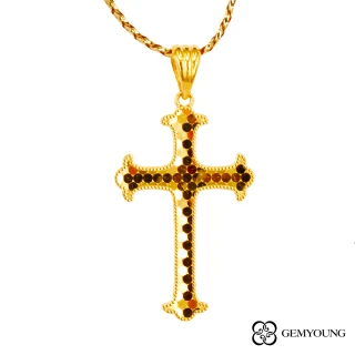 【JING YANG 晶漾】黃金墜子亮片十字架(0.55錢±0.05錢)