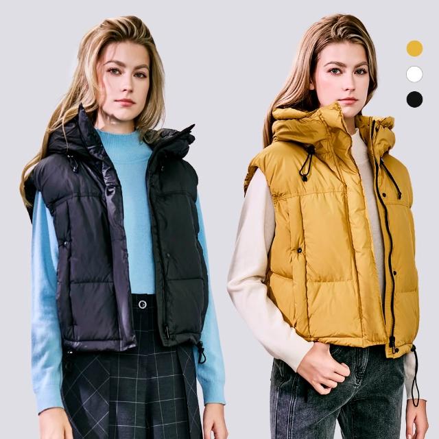 【en-suey 銀穗】網路限定 多功能調節繩連帽羽絨背心-女
