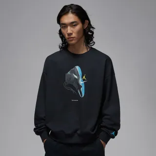 【NIKE 耐吉】長袖上衣 男 大學T 喬丹 毛圈布 AS M J BRK AJ11 FLEECE CREW LB 藍黑 IM6302-010
