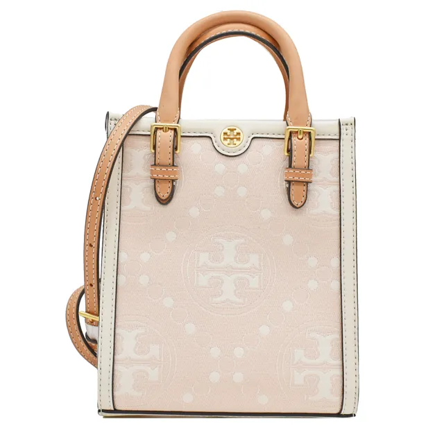 【TORY BURCH】滿版LOGO棉布斜背包手袋