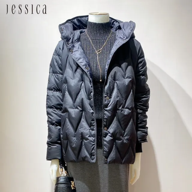 【JESSICA】保暖輕盈菱形格連帽羽絨外套J54C12（多色）