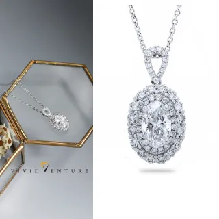【Vividventure 亞帝芬奇】鉑金+18K鍊 GIA 1克拉 FSI2 天然鑽石 真鑽 項鍊 閃耀高峰