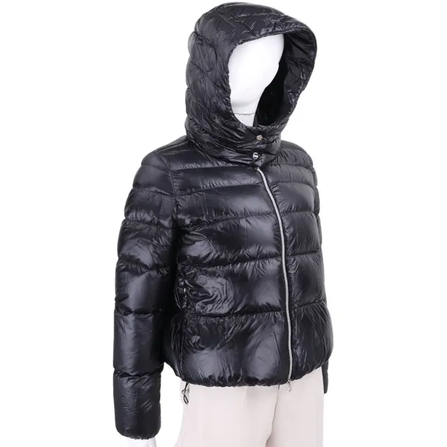 【HERNO】RESORT 黑色連帽 羽絨外套 輕量防潑水-女款(羽絨衣 功能性外套 防水 義大利頂級羽絨)