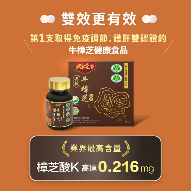 【狀元堂】典藏牛樟芝膠囊 國家雙認證健康食品(30粒/瓶x3瓶/江宏恩代言/國家雙認證健康食品/保健禮盒)