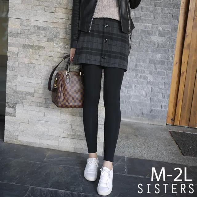 【SISTERS】英倫格紋假兩件短裙磨毛內搭褲/M-2L(冬新品/女長褲/短裙/磨毛/長褲/保暖/顯瘦)