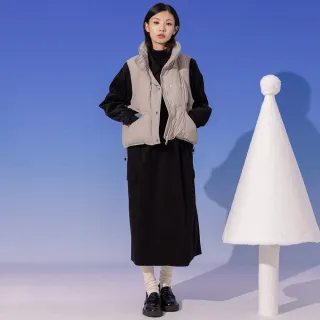 【gozo】MOMO獨家款★限量開賣 品牌標語短版立領羽絨背心(兩色)