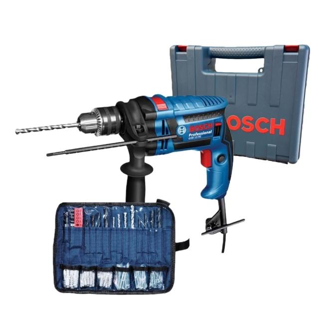 【BOSCH 博世】四分震動電鑽附100件配件組(GSB 13RE-VP)
