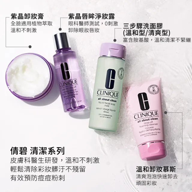 【CLINIQUE 倩碧】紫晶唇眸淨妝露125ml(眼唇兩用 溫和不刺激 不致粉刺)