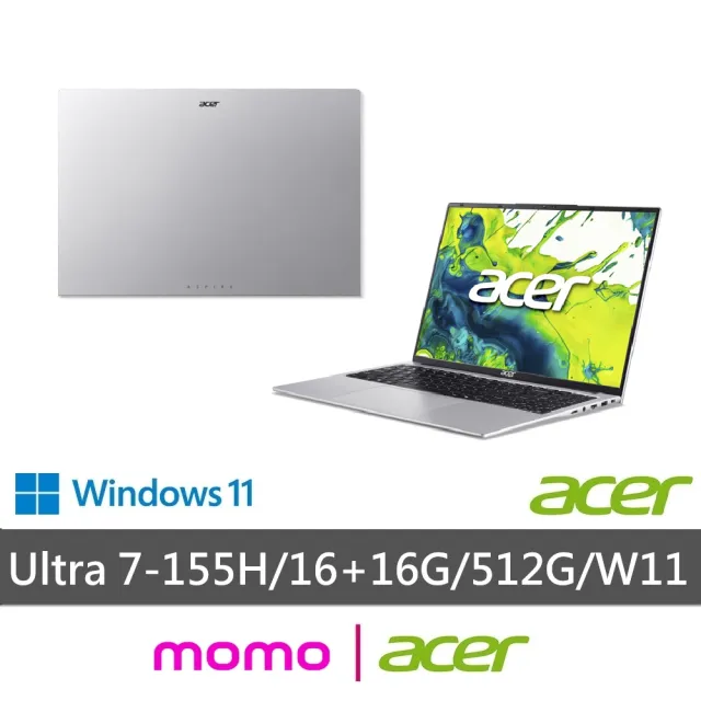 【Acer 宏碁】微軟M365組★16吋AI效能輕薄筆電(Aspire Lite/AL16-71P-73ZD/Ultra 7-155H/32G/512G/W11)