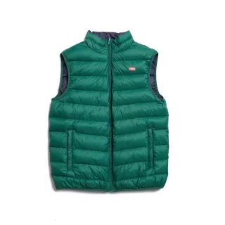 【EDWIN】男裝 超輕量雙面穿羽絨背心(苔綠色)