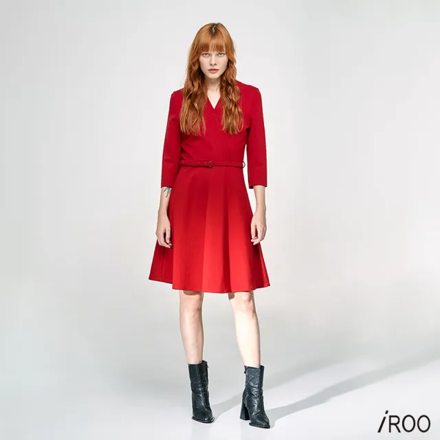 【iROO】禮服V領綁帶經典性感短洋裝