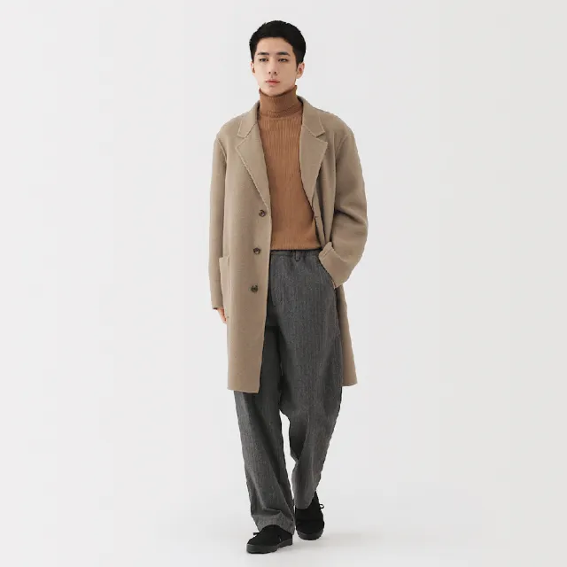 【MUJI 無印良品】男羊毛混雙面織西裝式大衣(深灰/黑色/摩卡棕)