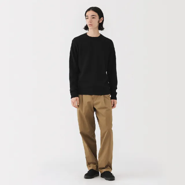 【MUJI 無印良品】男羊毛可水洗中密織圓領針織衫(灰色/墨灰/黑色/粉米/粉紅/卡其綠/煙燻藍/暗藍)