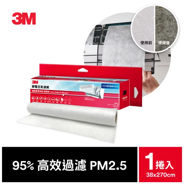 【3M】高效級靜電空氣濾網/冷氣濾網-濾敏原專用型 9808-RTC(捲筒裝-適用空調/清淨機/除濕機)