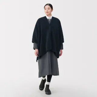 【MUJI 無印良品】再生聚酯纖維舒適絨毛披肩(淺米/象牙白/暗藍)
