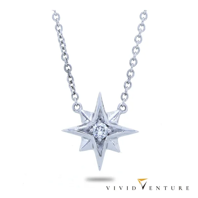 【Vividventure 亞帝芬奇】925純銀 5分 天然鑽石 真鑽 項鍊 北極星