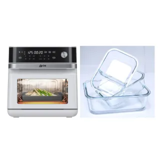 【Arlink】可微波玻璃保鮮盒630ml+ 蒸氣烤13L SB10 蒸氣氣炸烤箱｜125度速蒸｜透視玻璃(烘培烤箱)