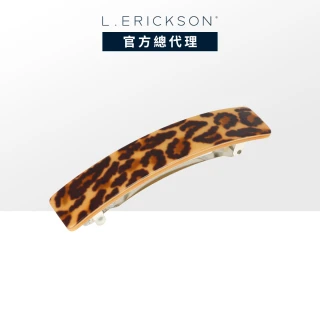 【L. ERICKSON】經典長方形髮夾〈豹紋/象牙白〉