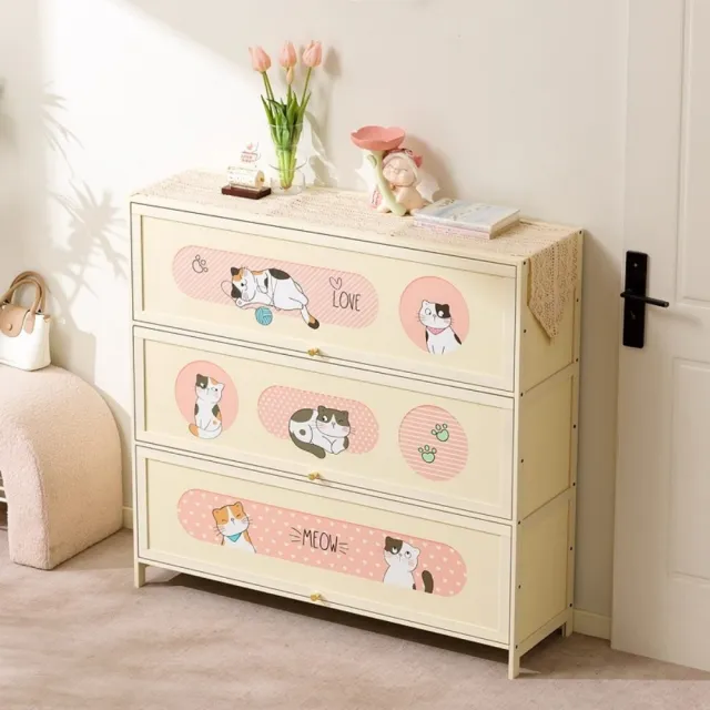 【TAMZU 潭祖】門口家用鞋櫃 多層鞋架 大容量神器大鞋櫃 動畫團鞋櫃(貓咪款 七層110*33*106)