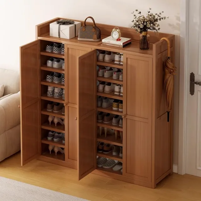 【銘利萊】室內鞋櫃 簡易鞋架子 多層入 佔地小鞋櫃 大容量鞋櫃(防塵門 四門9層 雙抽屜加高加厚120*32*137)