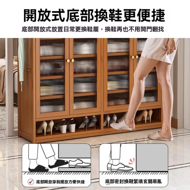 【銘利萊】大容量鞋櫃 進門鞋櫃 家用室內多層鞋架 省空間鞋櫃(家庭版 全板防塵門 8門12層120*32*170)