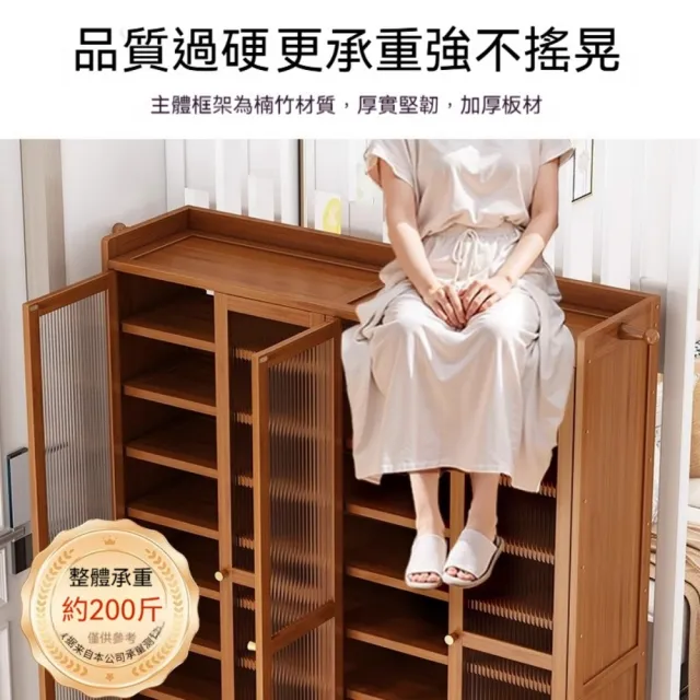 【TAMZU 潭祖】大容量鞋櫃 進門鞋櫃 家用室內多層鞋架 省空間鞋櫃(家庭版 全板防塵門 8門12層120*32*170)