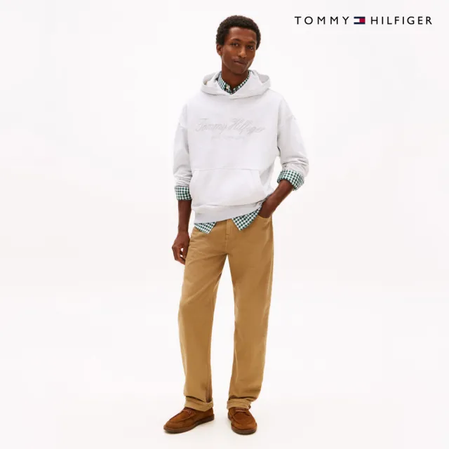 【TOMMY HILFIGER】官方旗艦館寬鬆版Logo連帽衛衣_灰色