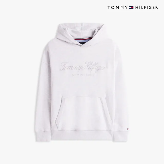 【TOMMY HILFIGER】官方旗艦館寬鬆版Logo連帽衛衣_灰色