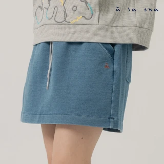 【a la sha】抹茶揮揮手針織牛仔短褲裙