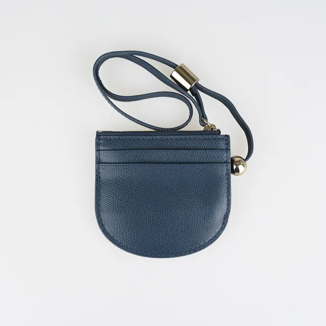 【FURLA 芙拉】FURLA LAURA 吊帶卡夾零錢包(灰藍)