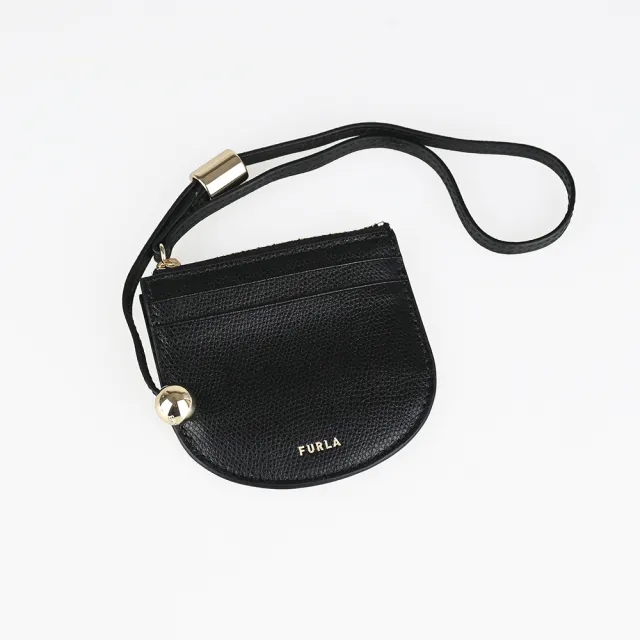 【FURLA 芙拉】FURLA LAURA 吊帶卡夾零錢包(黑)