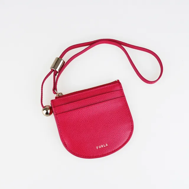 【FURLA 芙拉】FURLA LAURA 吊帶卡夾零錢包(寶石紅)
