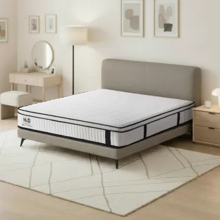 【H&D 東稻家居】波浪加高平三線捲包獨立筒床墊 雙人加大(6尺 分區獨立筒)