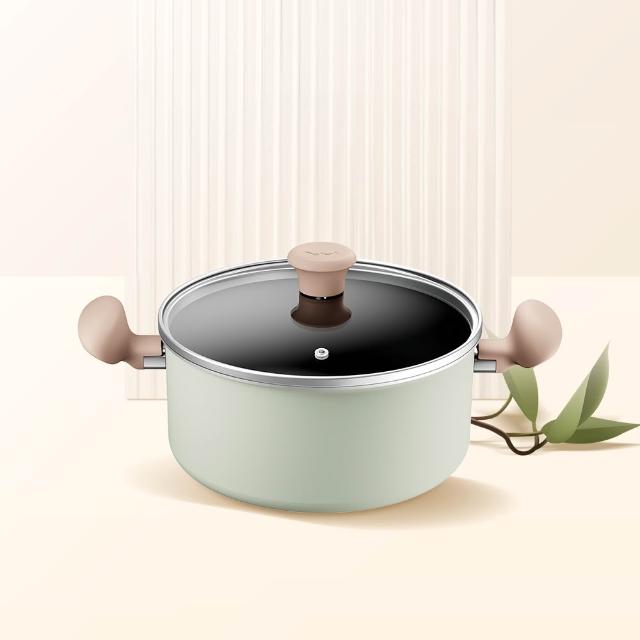 【Tefal 特福】抹茶時光系列24CM不沾鍋雙耳湯鍋-加蓋(電磁爐適用)