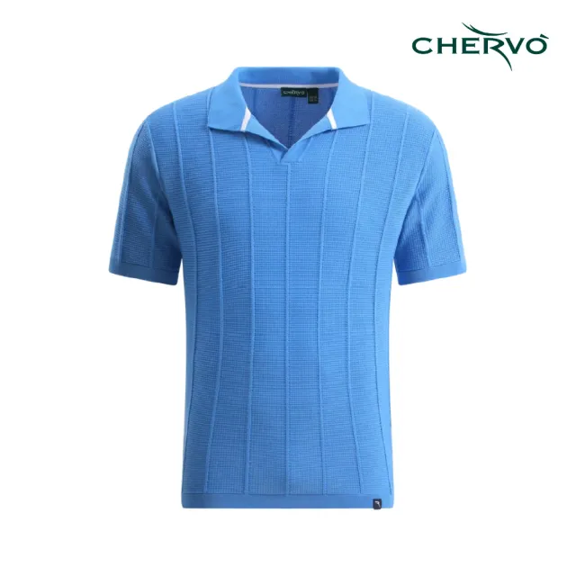 【CHERVO】NEWCASTLE - KNITWEAR 男士 翻領短袖上衣 藍色(N0273-5003)