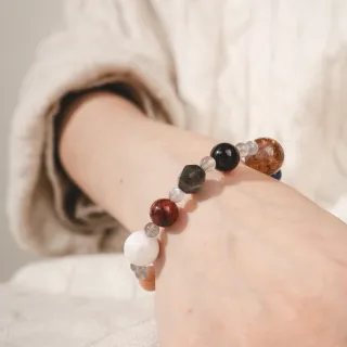 【天天水晶 TINGTING】灰月光 虎眼石 紅膠花 7-14mm 素圈水晶手鍊(全方位功效 B070015)