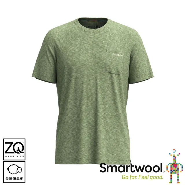 【SmartWool】塗鴉短Tee/小熊林徑《霧蕨綠》SW002758/排汗衣/機能衣