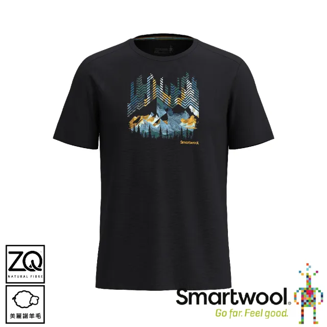 【SmartWool】塗鴉短Tee/山峰脈《黑》SW002753/排汗衣/機能衣