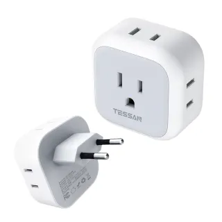 【TESSAN】歐規旅行轉接頭(3P插座x1+2P插座x3)