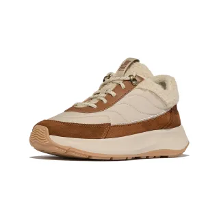 【FitFlop】F-MODE 羊毛混紡休閒鞋女(深棕褐色/駝混色)