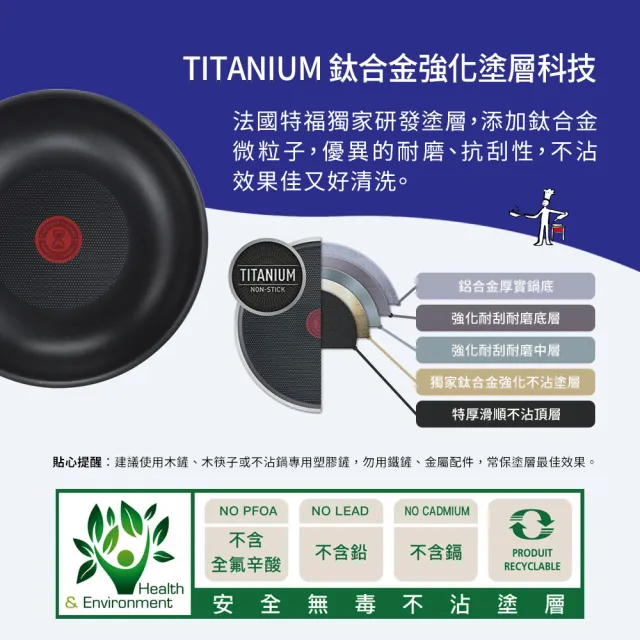 【Tefal 特福】法國製巧變精靈系列26CM不沾小炒鍋-沉靜黑