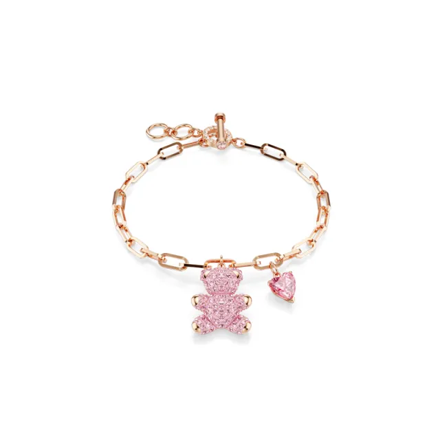 【SWAROVSKI 施華洛世奇】Teddy 手鏈 粉紅色 鍍玫瑰金色調