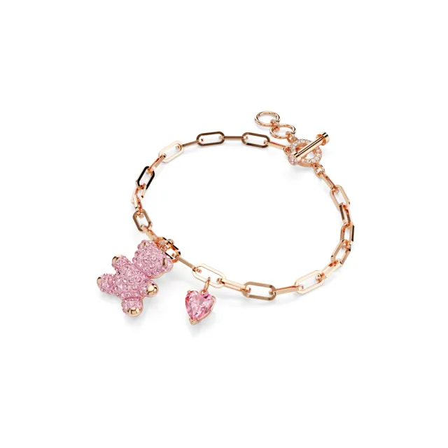 【SWAROVSKI 施華洛世奇】官方直營 Teddy 手鏈 粉紅色 鍍玫瑰金色調 | 5642978