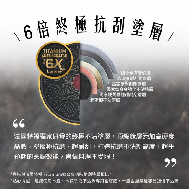 【Tefal 特福】法國製頂級御藏系列28CM不沾鍋平底鍋+玻璃蓋(電磁爐適用)