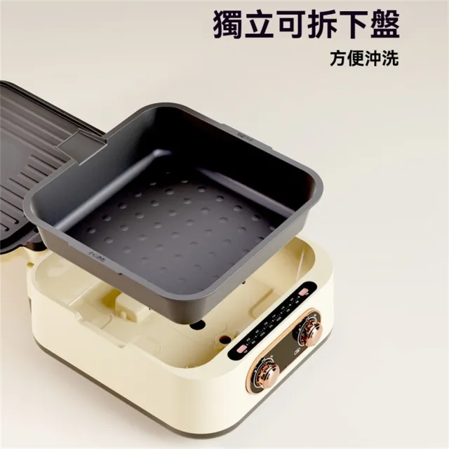 【Lexiang樂享】110v美規電餅鐺家用雙面加熱烙餅薄餅機大容量加深電火鍋(電餅鐺/烙餅機)